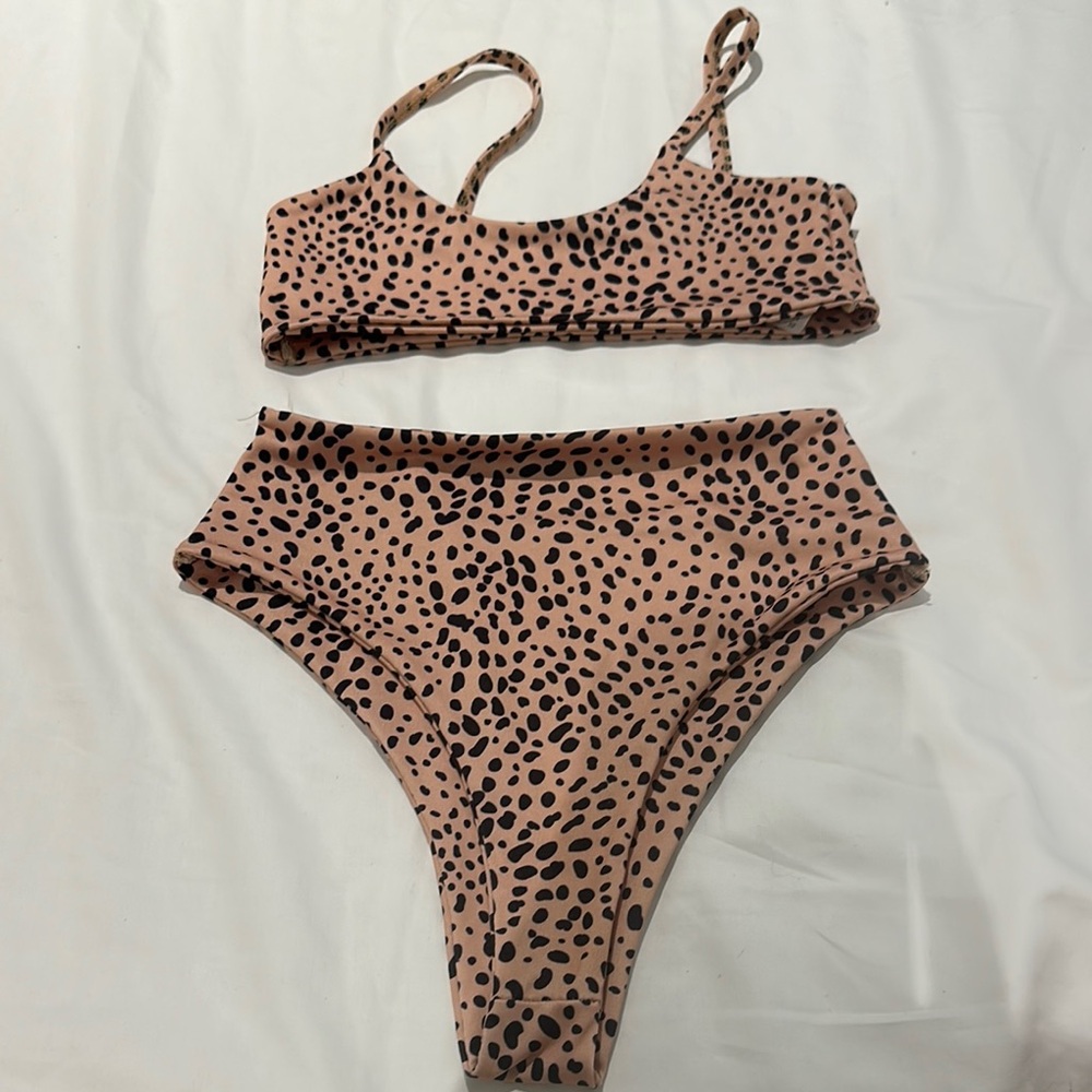 Nasty Gal Tan and Black Spotted Bikini